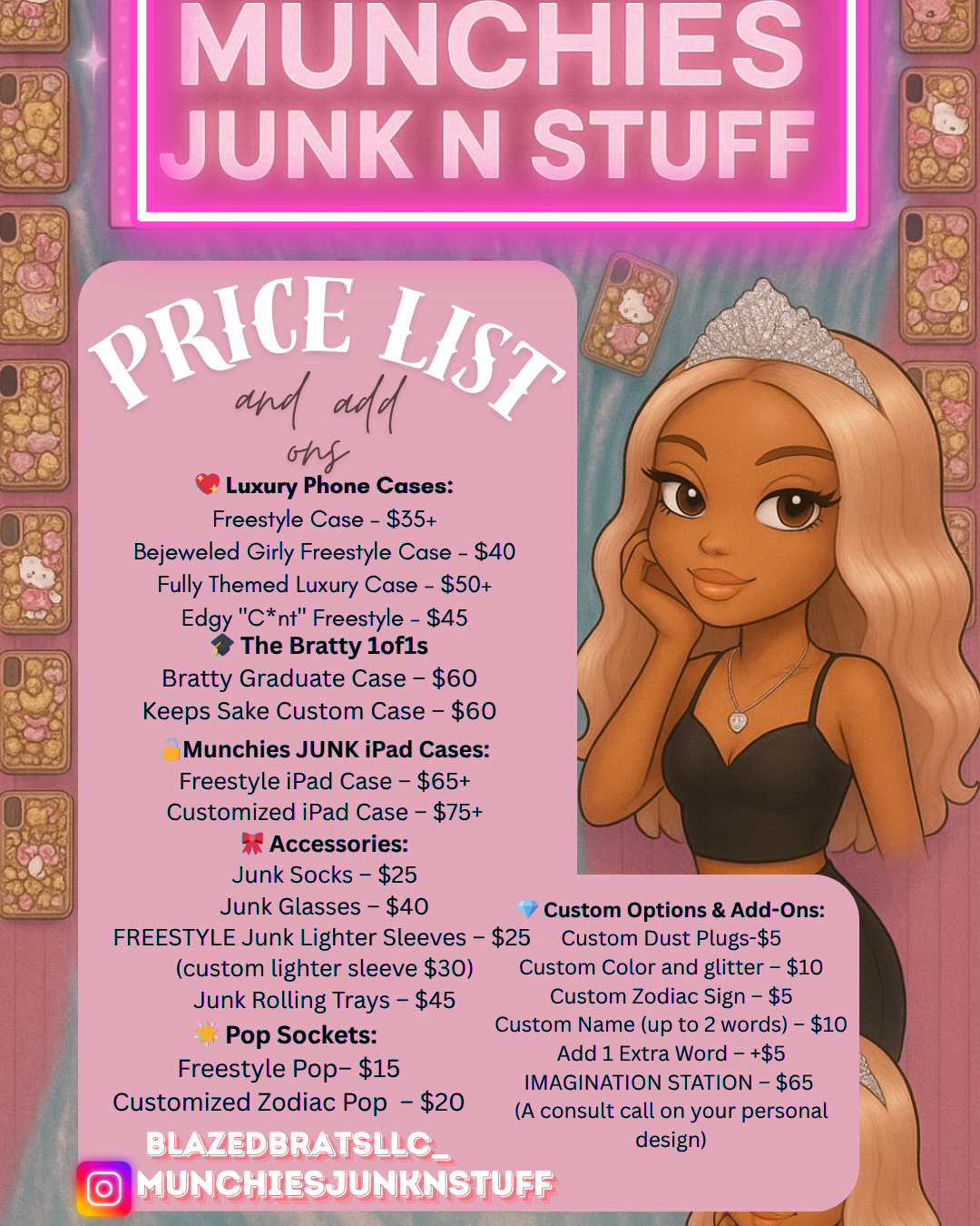 Bejeweled Girly Freestyle Case💖💅🏾 iPhone 14pro